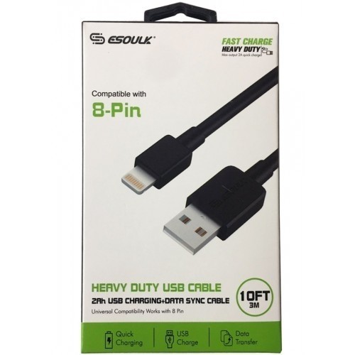 iPhone/IPads _ USB Data Cable 10 FT (Heavy Duty)_Black